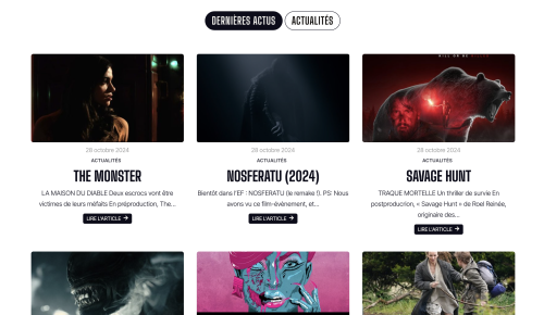 L&rsquo;ACTUALITÉ DU CINÉMA FANTASTIQUE